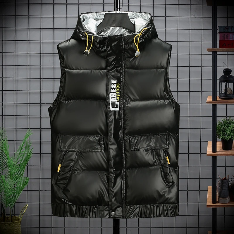 Mens Jacket Sleeveless Vest Winter 2021 Fashion Male Cotton-Padded Vest Coats Men Stand Collar Thicken Waistcoats Clothing