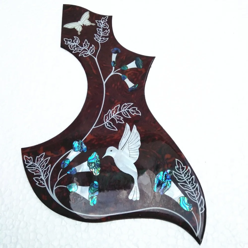 

free shipping 2mm thickness original handmade celluloid pickguard guitar Abalone bird inlays 41" acoustic guitar pickguard