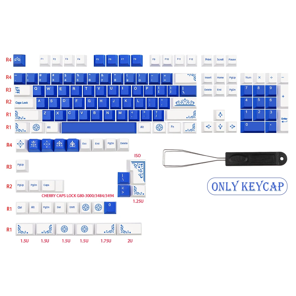 

135 Key Lazurite Keycap PBT Dye Subbed Cherry Profile Keycaps 1.75U 2U Shift For dz60 GK61 64 84 TKL87 98 108 MX Switch Key Cap