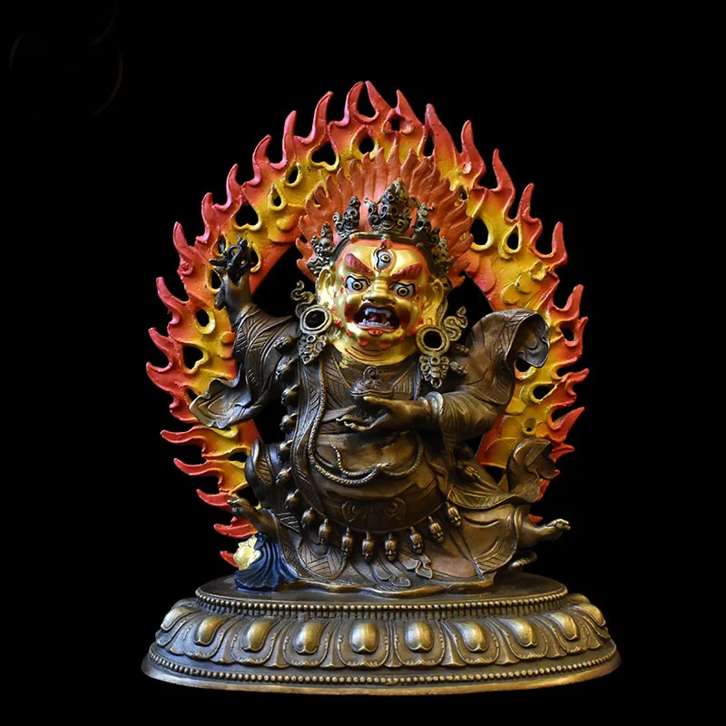 23CM tall good Buddha brass statue HOME family effective protection Tibetan Nepal Mahakala Bernagchen Buddha statue