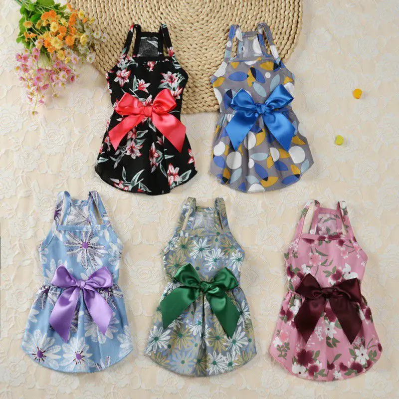 Summer Dog Dress Small Floral Princess Dog Dress For Dogs Skirt Summer Princess Dog Wedding Dresses York Clothes Pet Dress