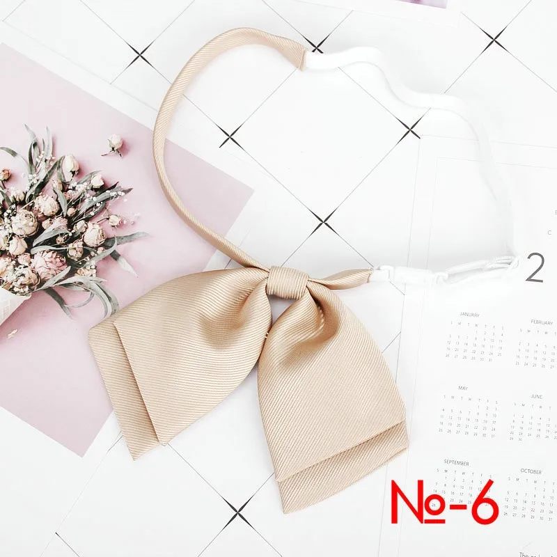 Ladies Bank New Solid Collar Bow Tie Women's Cute Bow-knot Japanese Girl Bowtie Butterfly Cravats Suits Jk Uniform Accessories