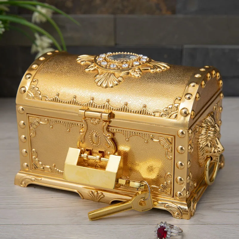 

Luxury Bronze Double Layers Metal Jewelry Organizer With Drawer Golden Storage Box For Women's GiftZ222