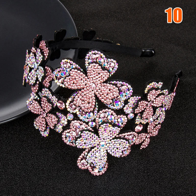 Elastic Rhinestone Beaded Women Headbands Handmade Vintage Jewelry Hair Bands for Girl Hair Accessories Multicolor