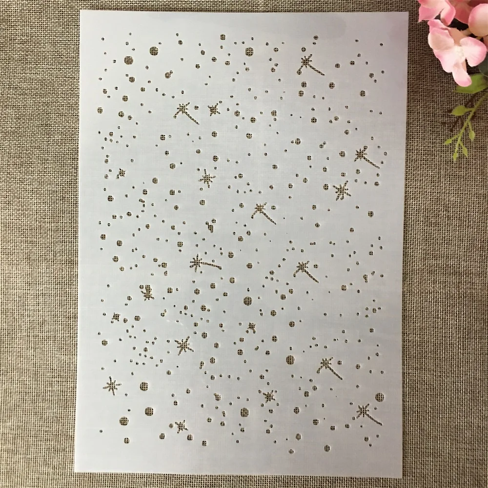 A4 29cm Star Dot Fly Texture DIY Layering Stencils Wall Painting Scrapbook Coloring Embossing Album Decorative Template