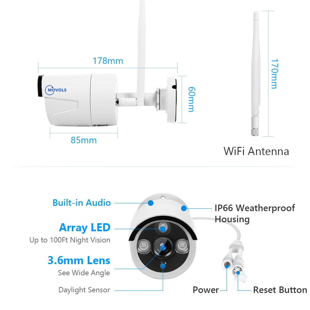 ระบบกล้องวงจรปิดไร้สาย H.265ชั้นนำ8CH 2MP 1080P Tuya NVR กลางแจ้งกันน้ำ IP Wi-Fi กล้องวงจรปิดชุดเฝ้าระวังวิดีโอและเสียง