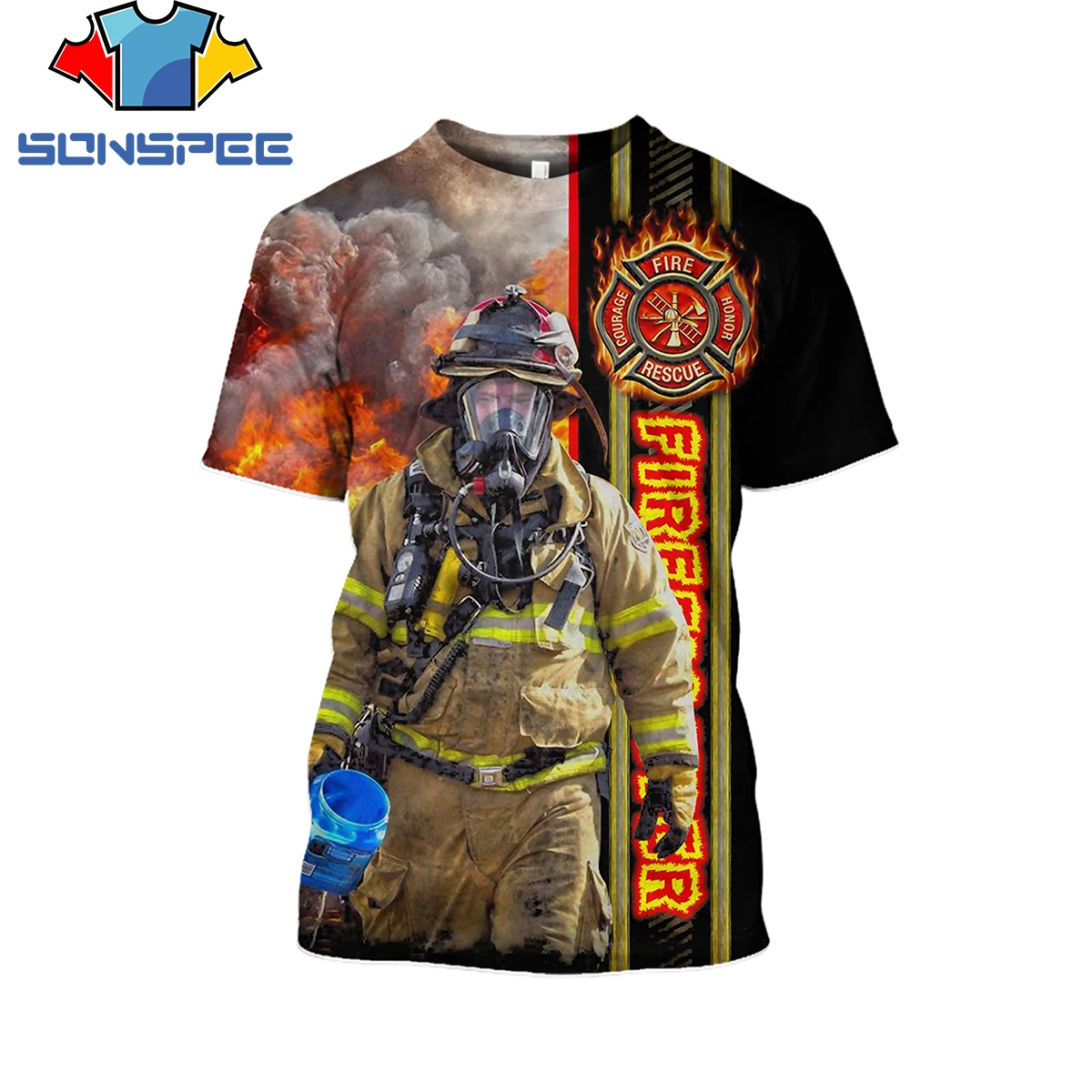 Summer Tee Men Cool T shirt 3D Print Firefighter Fireman Short Sleeve T-shirt Women's Casual Fashion Streetwear Oversized Tshirt