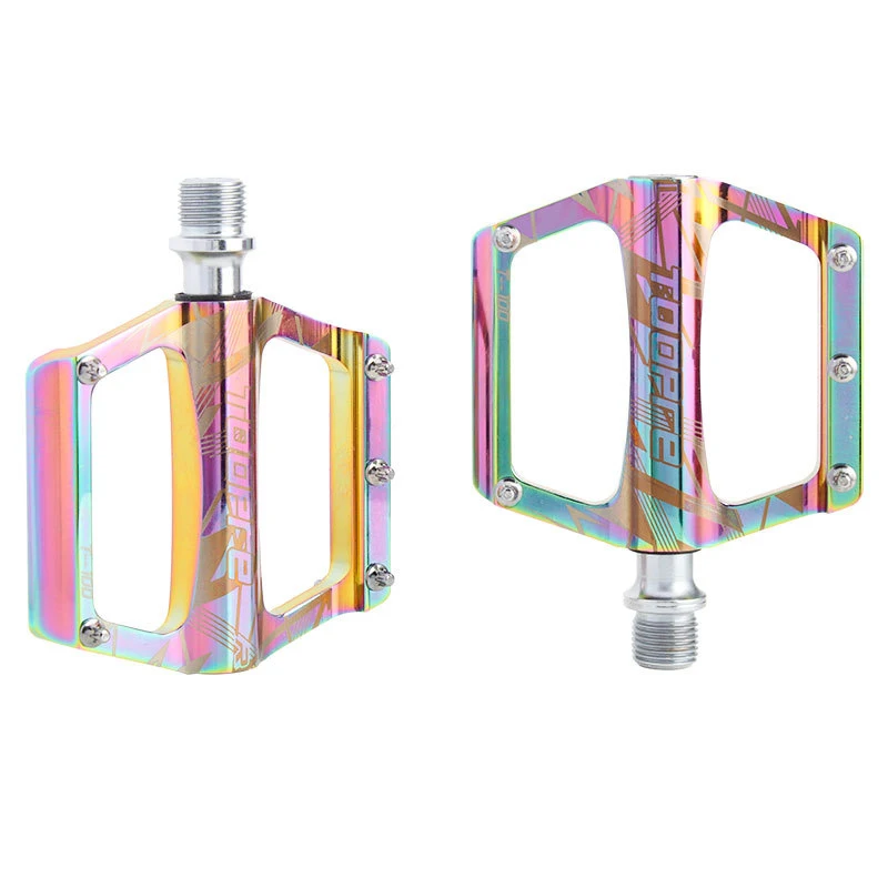 2 Bearings Anti-Silp MBT Road Bicycle Pedal Aluminum Alloy Foot Pedal Bike Pedal Rainbow Colorful Electroplating Pedals 1 Pair