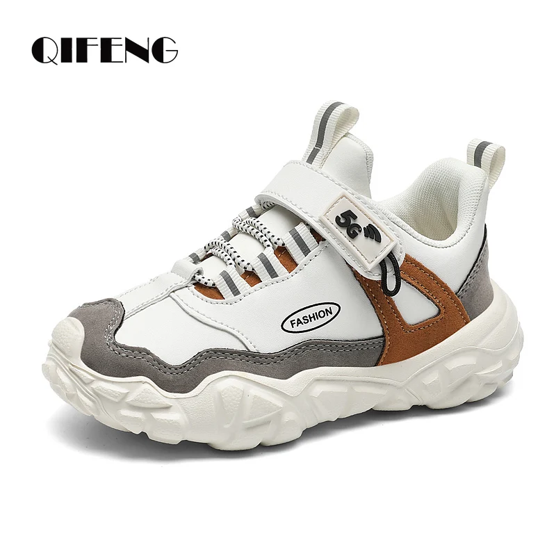 2023 New Arrival Children Soft Light Casual Shoes Boys Autumn & Summer Kids Fashion White Sneakers Winter Warm Fur Shoes Chunky