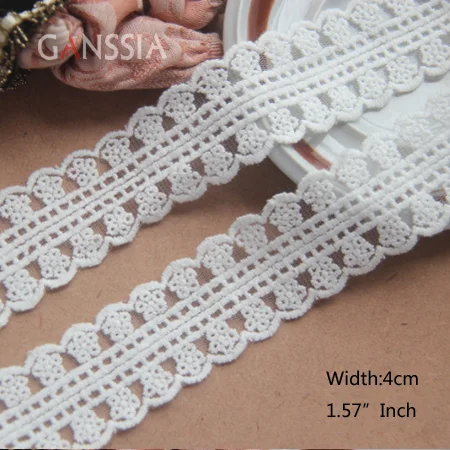 1yard Width:4cm Flower Cotton Lace Trim Ivory White For Embroidered Ribbon Skirt Curtains Garment Patchwork Decoration(SS-2347)