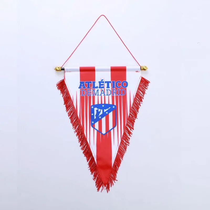 Custom Logo Pennant Football Team Flag High Quality Polyester Triangle Flag Home Decoration  Hanging Silk Banner