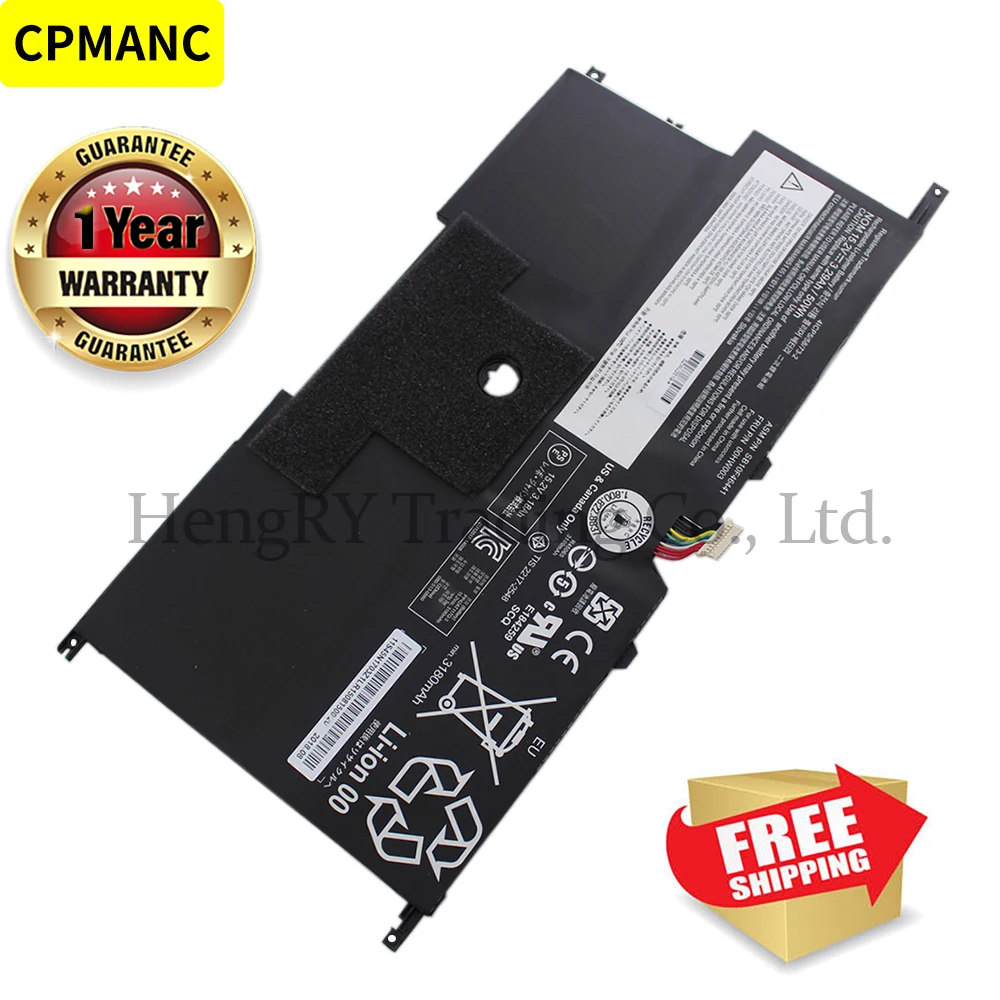 

CPMANC 15.2V 50wh 3290mAh 00HW002 00HW003 Laptop Battery For Lenovo ThinkPad X1 Carbon Gen3 2015 00HW003 SB10F46441 SB10F46440