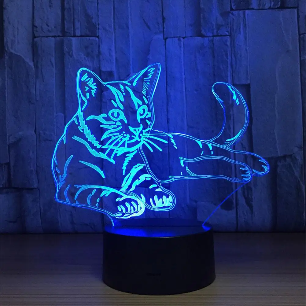 Cartoon Cat 3D Nightlight LED USB Illusion Lamp Multicolor Touch Remote Luminaria Lampara Home Decor Kids Presents Drop Shipping