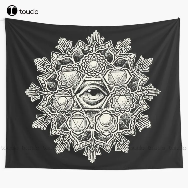 Anahata Seven Chakra Flower Mandala Tapestry Horror Tapestry Tapestry Wall Hanging For Living Room Bedroom Dorm Room Home Decor