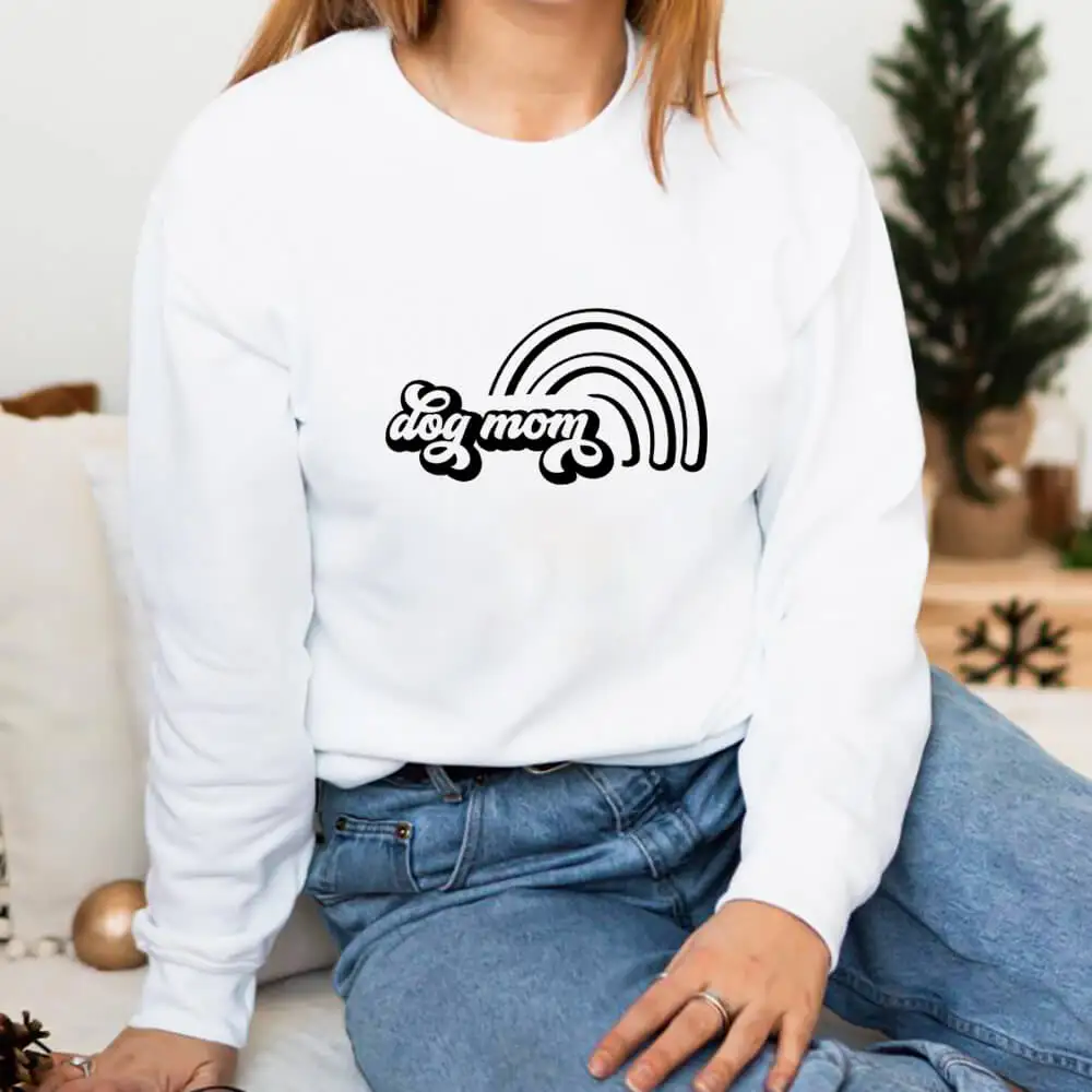 

Dog Mom 100%Cotton Printed Women Sweatshirt Dog Momlife Tops Pet Lover Spring Autunm Casual O-Neck Pullovers Long Sleeve Top