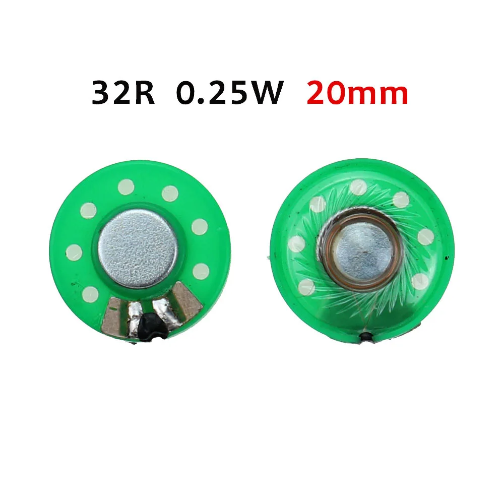 Haut-parleur rond vert pour sonnette, haut-parleur de voiture jouet, remplacement, œuvres d\'art, 8, 16, 32 ohms, 0.25 W, 0.25 W, 0.5W, 16R, 32R,