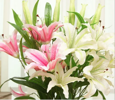 Artificial Lily simulation bouquet single living room indoor table decoration flower decoration vase flower arrangement