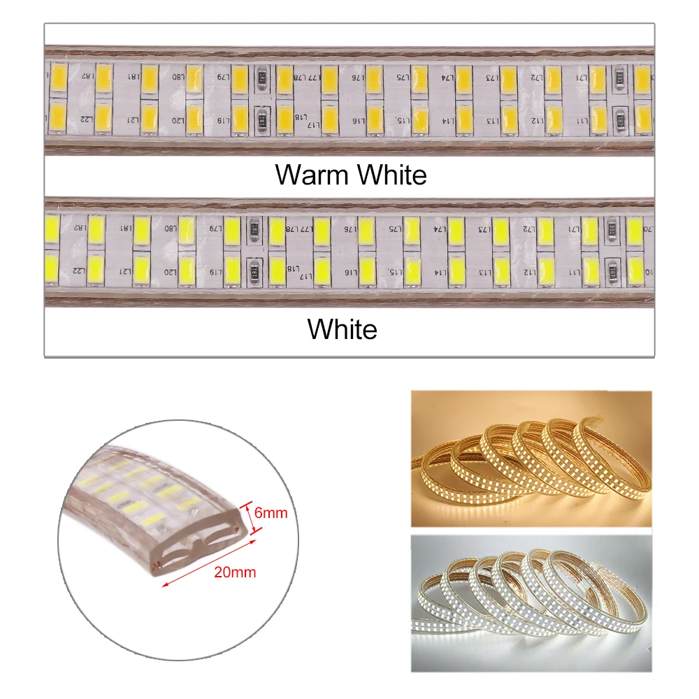 Taśmy LED 220V 110V Ultra jasny zewnętrzne wodoodporne Led wstążka SMD 5730 240 diody Led/m elastyczna LED światła podwójne wiersz taśma diodowa