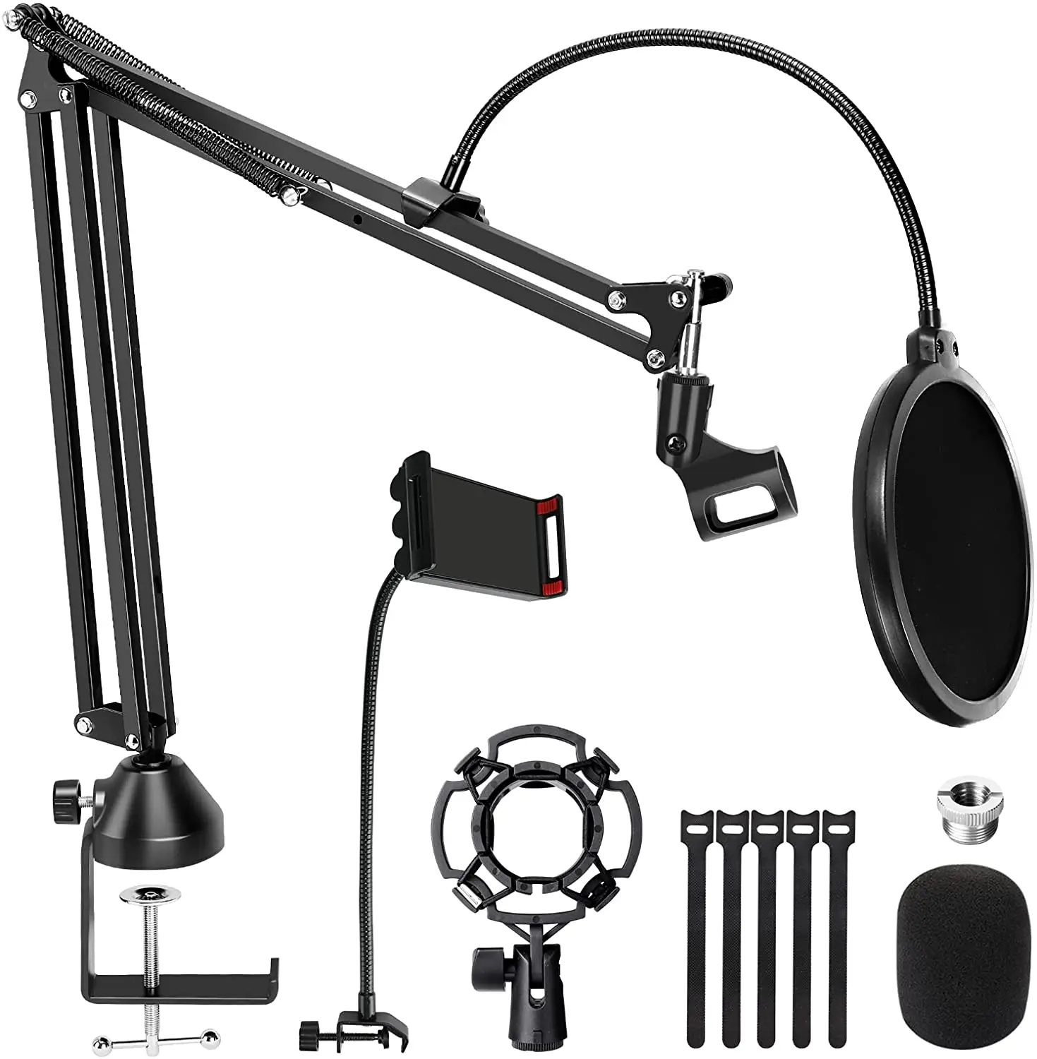 

Microphone Stand, WOSTOO Mic Boom Arm with Extra Solid Desk Clamp and Arm for Blue Yeti and Most Mics, Adjustable Mic Scissor Ar