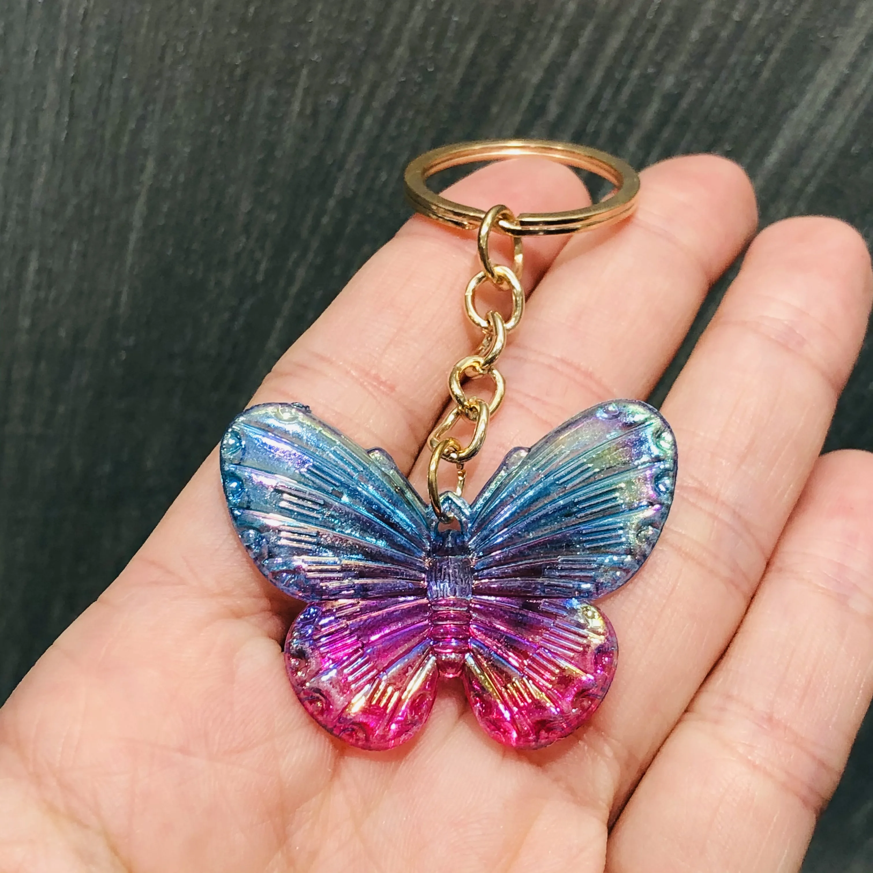 1Pcs Colorful Animal Butterfly Keychain Pattern Purse Bag Car Charm Women Girls Children Key Ring Buckle Clasp Gifts Key chains