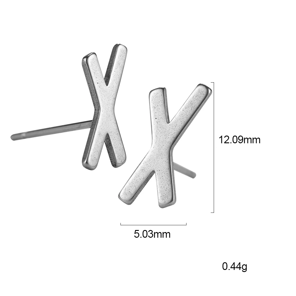 Dawapara Runes Letter Simple Fashion Earrings Stainless Steel Jewelry  Metal  Unisex  Trendy Stud Earrings