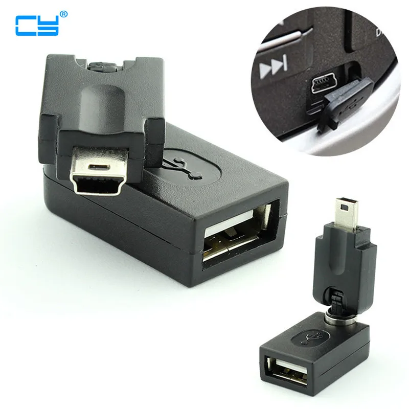 Mini USB TO USB 2.0 Female 180/360 Degrees Flexible Angled 360 Degree Rotating to Mini USB otg Adapter