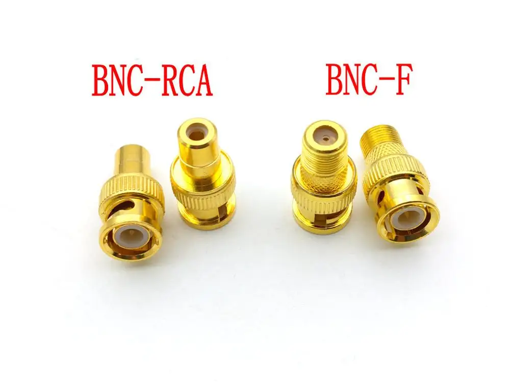 4PCS  Gold plated BNC Male Plug to RCA Female/F  Female Coax Cable Video Adapter