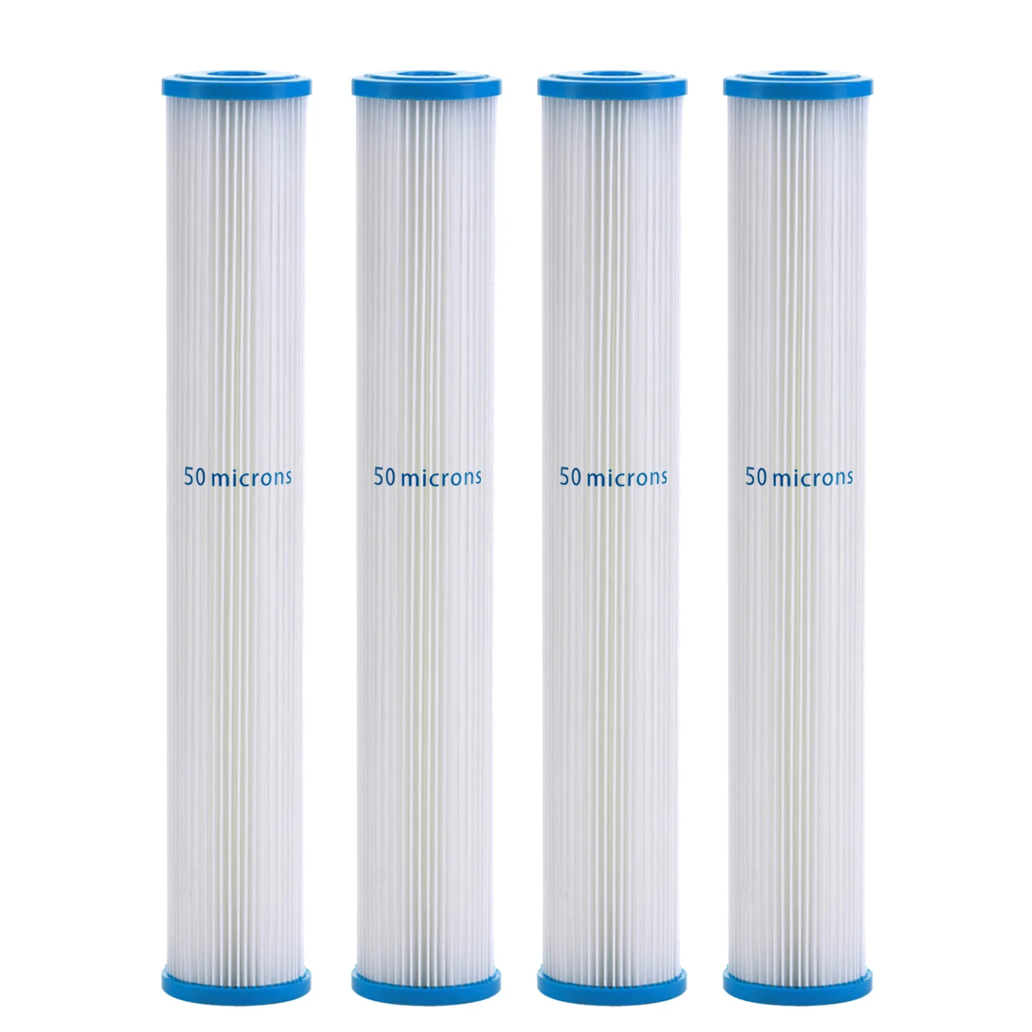 4 PACK OF 50 μm Polyester Pleated Sediment Water Filter Replacement Whole House, 2.5