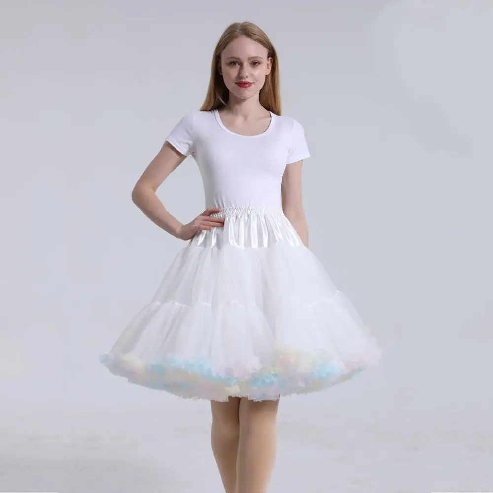 Kurzer 50 cm Damen Tüll Halloween Petticoat Krinoline Vintage Hochzeit Braut Petticoat Cosplay Unterrock Rockabilly Tutu Rock