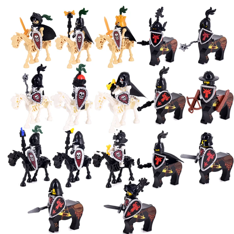 MOC esqueleto Medieval Centauros caballeros mini figuras de acción bloques de construcción caballo romano soldado ladrillos juguete para niños regalo de Navidad