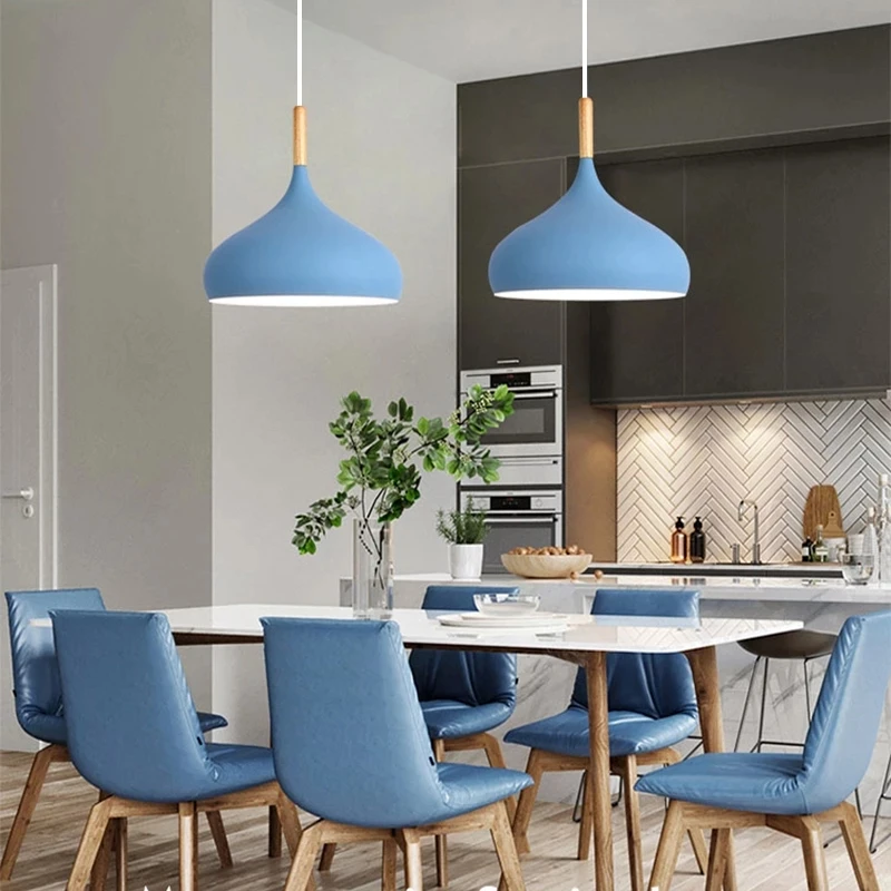 Nordic Modern E27 LED Pendant Lights Creativity Macaron Color Chandelier Indoor Home Restaurant Bedroom Bedside Living Room Bar