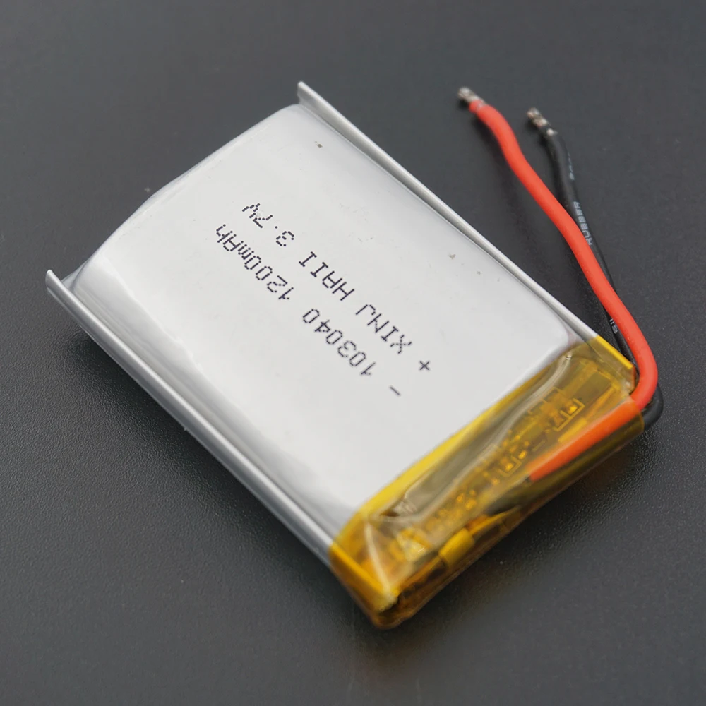 XINJ-Batería de polímero de litio Lipo 3,7 para GPS, grabadora de conducción, Altavoz Bluetooth, luz LED, DashCam, Mp4, 1200 V, 103040 mAh, 4.44Wh