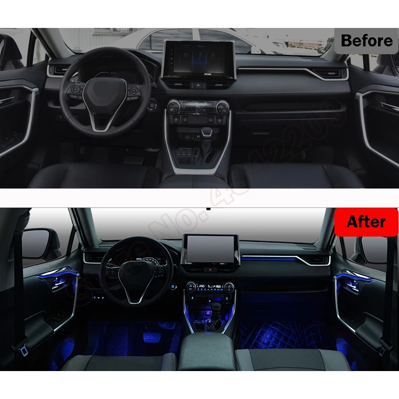 For Toyota RAV4 2020 Car Ambient Light Button And App Control Auto Decorative LED 64 colors Atmosphere Lamp illuminated Strip