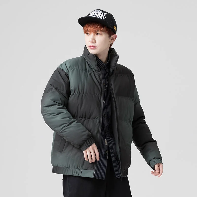 Mùa Đông 2022 Thời Trang Nam Bong Bóng Áo Cotton Lót Lông Cổ Đứng Slim Fit Nam Áo Khoác Ngoài Dày Ấm Parkas b373