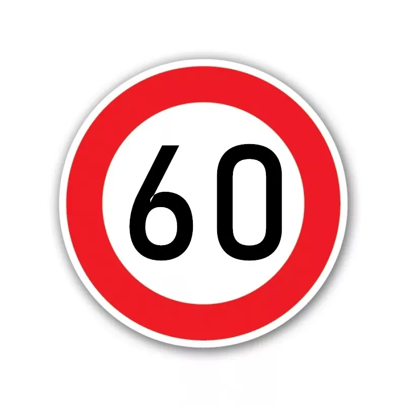 PVC-0074# Speed Limit (60 km), Ø 16 cm Self-adhesive Decal Car Sticker Waterproof Auto Decors
