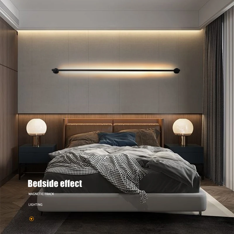 Minimalist Long Strip Wall Lamp Modern Nordic LED Free Combination Wall Sconce Bedroom Living Background Decorative Line Lights