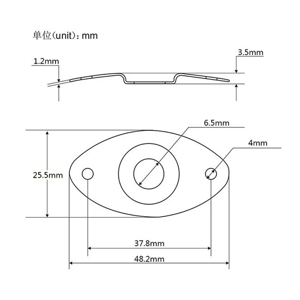 Ohello Chrome/ Black Electric Guitar Jack Plate Oval 6.35mm Output Jackplate Socket Jack for LP Electric Guitar Accessories