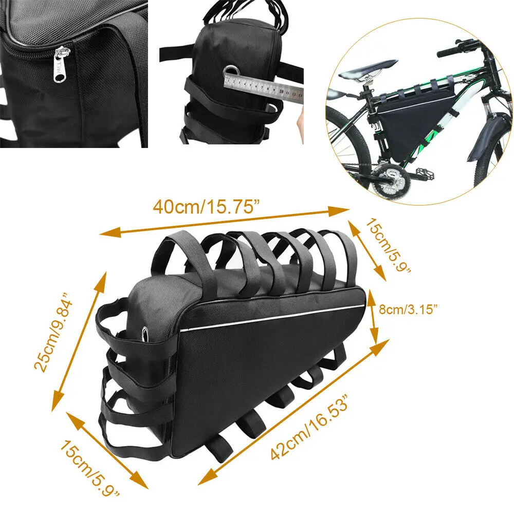 

Mountain Bike bicycle Battery Triangle Bag Tube Frame Case Storage MTB Cycling Bike Bag Accesorios Bicicleta 42X8X40X25X15cm