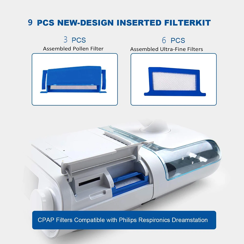 9Pcs CPAP-Filters for Philips-Respironics Dreamstation 3 Reusable Filters & 6 Disposable Ultra-Fine Filters Supplies Accessories