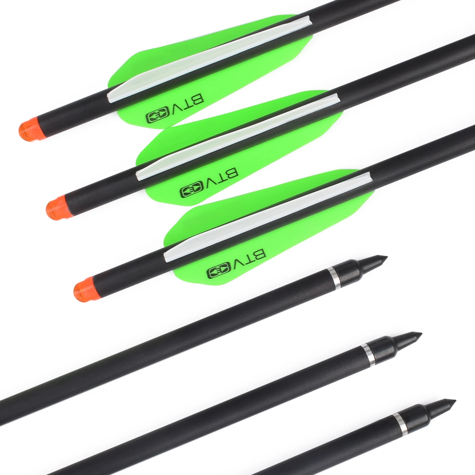 

22" Carbon Crossbow Bolts 3" BTV Plastic Vane 125 Grain Screw Field Points Archery Bow Outdoor Hunting