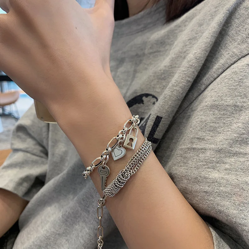 LIVVY 2025 New Silver Color Weave Circle Multi-Layer Chain Bracelet Woman Unique Punk Trendy Vintage Elegant Jewelry Wholesale