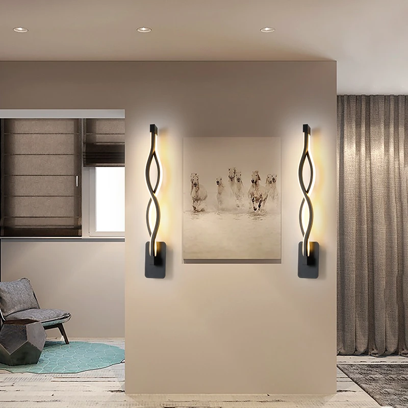 Modern LED 16W Wall Lamps Living Bed Room Bedside Sconce Black White Light Aisle Lighting Decoration Fixture Luminaria Wandlamp