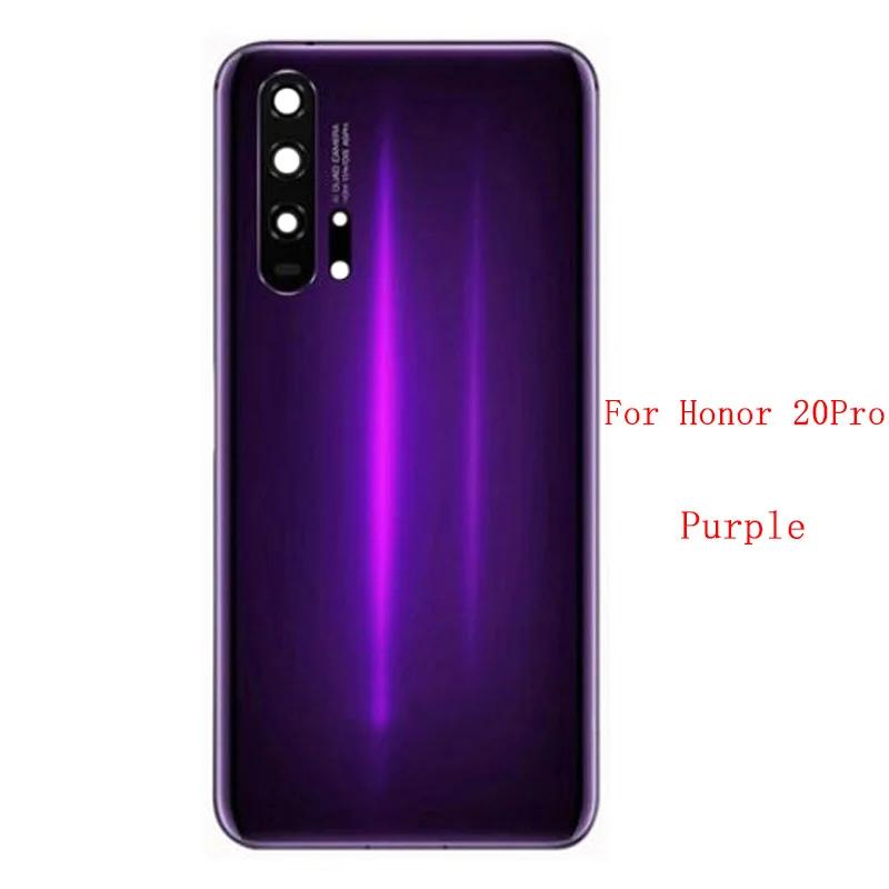 Casing penutup belakang kaca pintu belakang untuk Honor 20 Pro penutup baterai dengan bingkai lensa kamera dengan suku cadang perbaikan Logo