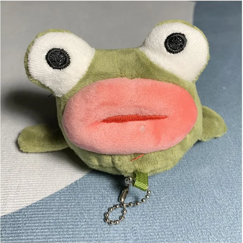 1Pcs Pink Sausage Mouth Frog Plush Toy Key Button Stuffed  Backpack Hanging Piece Student Bag Decoration Doll For Girls Gift