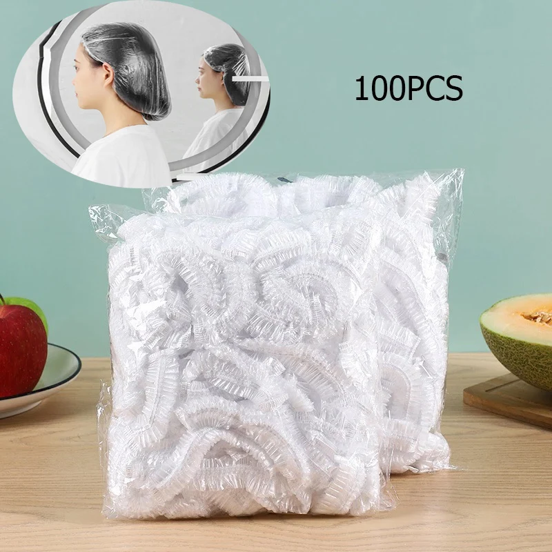 100 Pcs cuffie da doccia usa e getta cappello Clear Spa Hair Salon Hotel One-Off cuffia da doccia elastica prodotti per il bagno cuffie da bagno