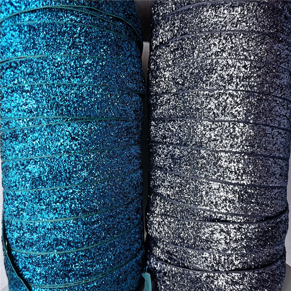 5Yards 15MM D Blue Single Face Glitter Velvet Ribbon For Handmade Gift Bouquet Wrapping Decoration Christmas Velvet  Strip