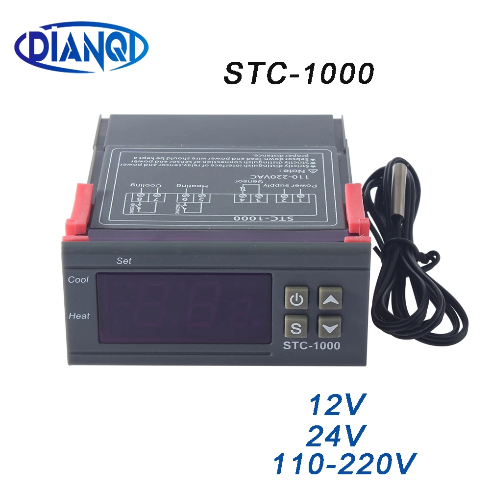 1Pc Digital LCD Temperature Controller Thermostat STC-1000 1m NTC Sensor Thermostat Regulator Heater Cooler Two Relay Output