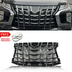 Modified For Pajero Sport Front Grill For Pajero Sports 2019 2020 2021 Car Racing Grills Mesh Mask Bumper Cover Radiator Grille