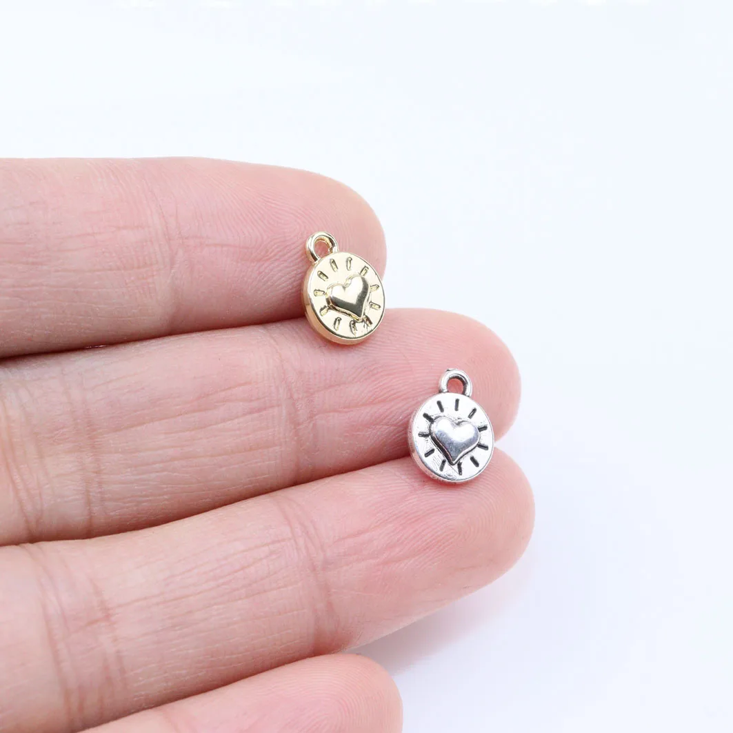 Eruifa 20pcs 6mm Pretty Mini Heart Charms Wholesales Women Accessory Necklace,Earring Bracelet Jewelry DIY Handmade 2 Colors