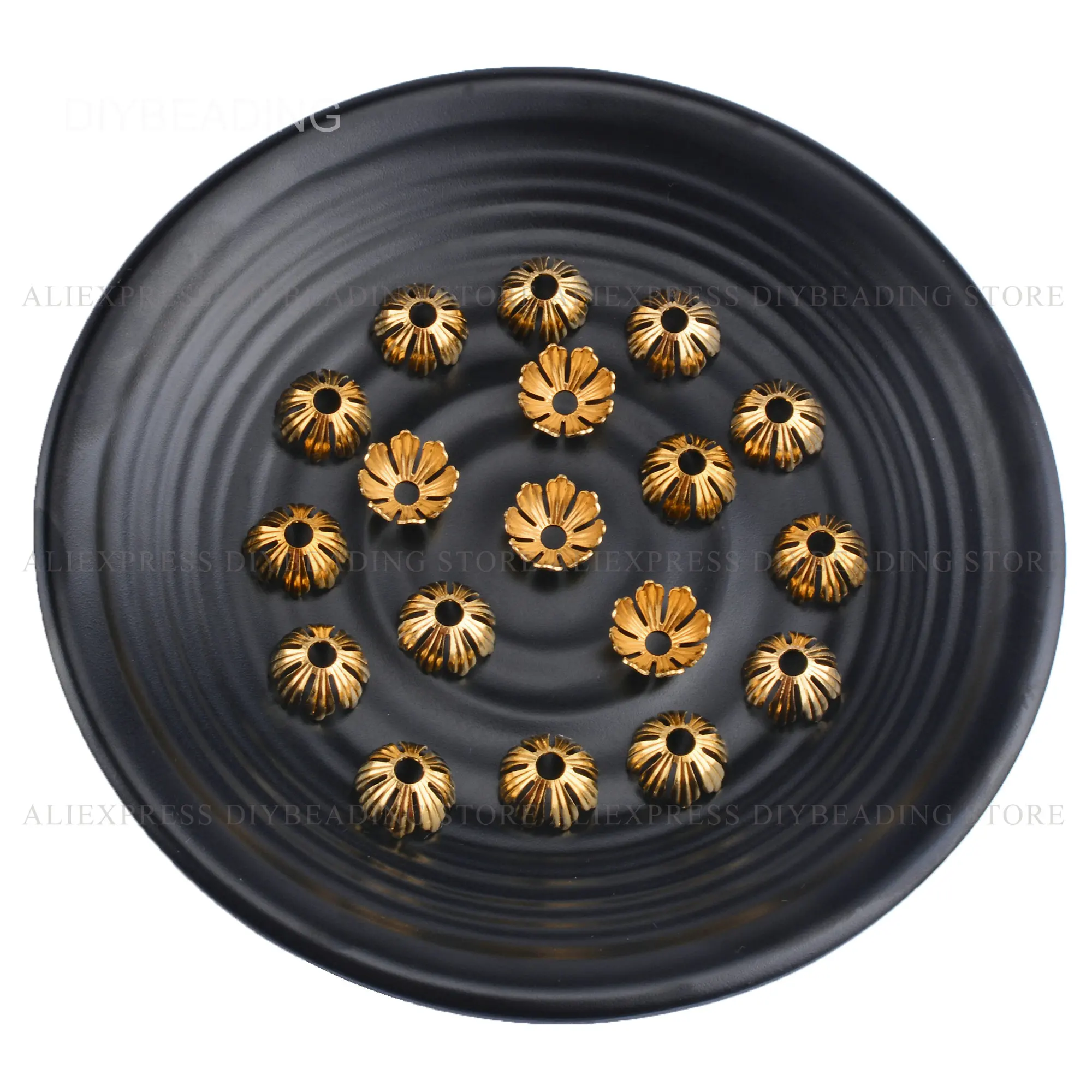 

3-500 Pcs Brass Flower Ends Cap Finding Floral Shape Metal Saucer Spacer Beads Component for Making Jewelry Supplies